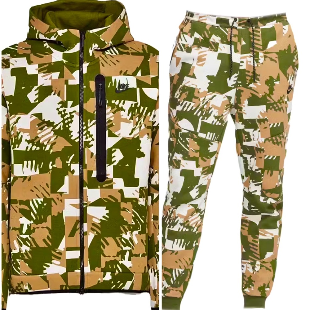 RARE NWOT Nike Tech Men’s Sportwear Fleece 2 piece Set Size: XL Color: Camo